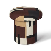 Lucy Mud Brown Abstract Print Mushroom Accent Stool