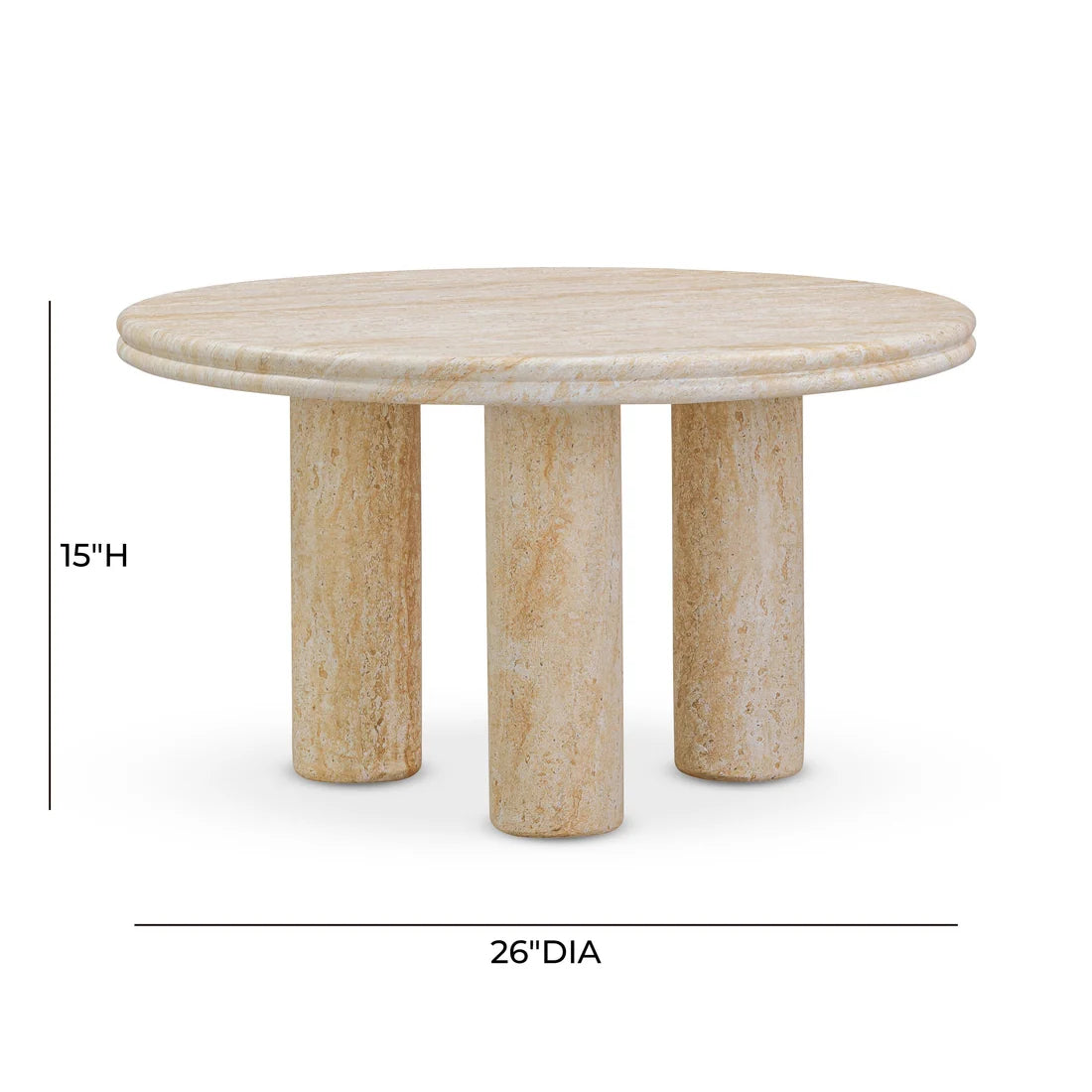 Amora Faux Travertine Indoor/Outdoor Round Accent Table (26"-32")