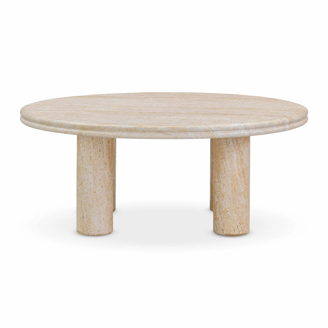 Amora Faux Travertine Indoor/Outdoor Round Accent Table (26"-32")
