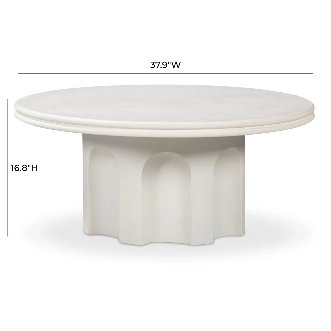 Cassandra 38" Ivory Indoor/Outdoor Concrete Round Coffee Table