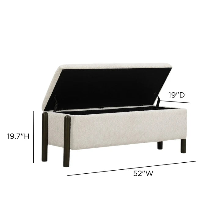 Abby 52" Nubby Fabric Storage Bench