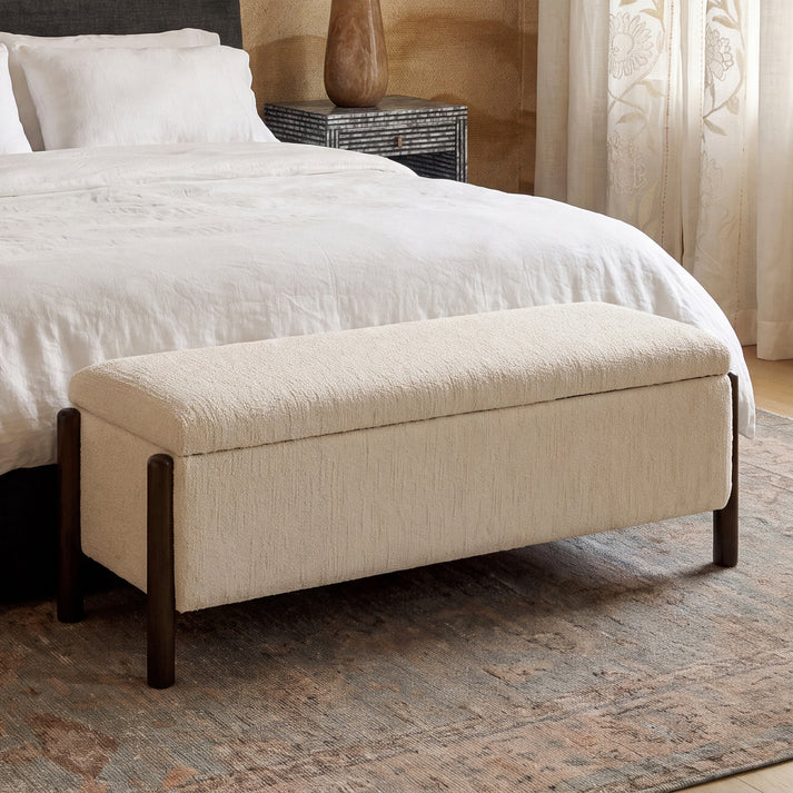 Abby 52" Nubby Fabric Storage Bench