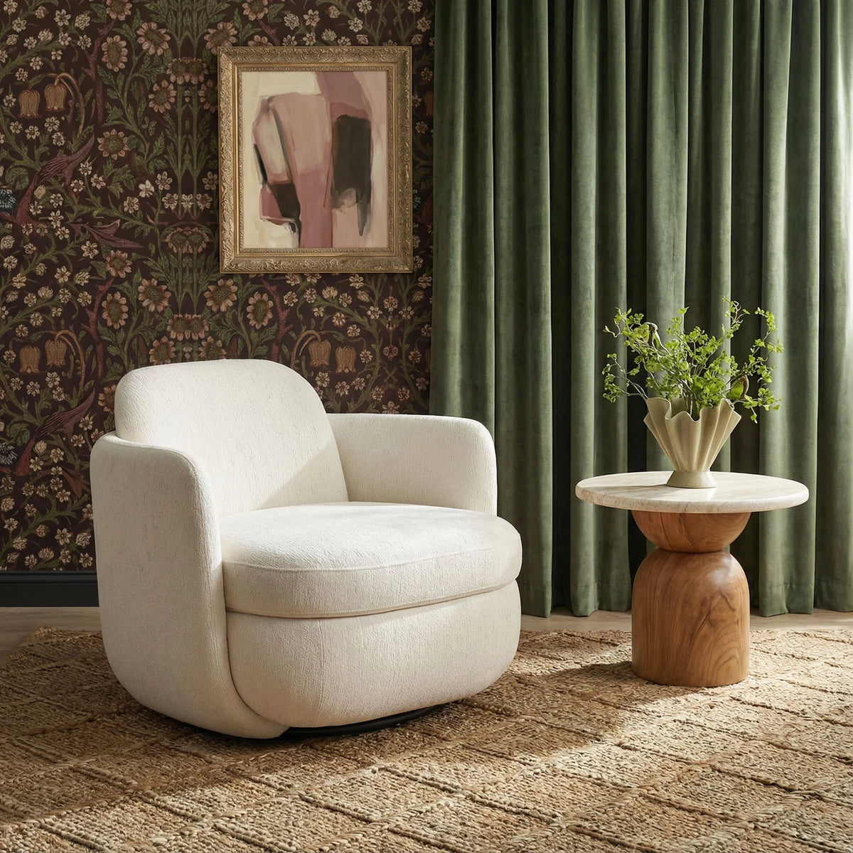 Wolfie Performance Chenille Swivel Accent Chair