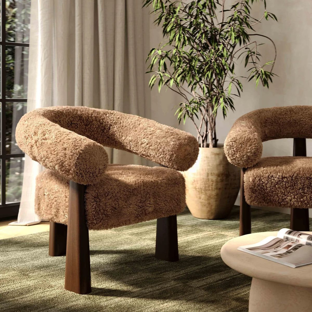 Spara Contract-Grade Straight Vegan Shearling Accent Chair