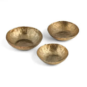 Shah Antique Brass Hammered Iron Catchall Round Bowls - Set of 3
