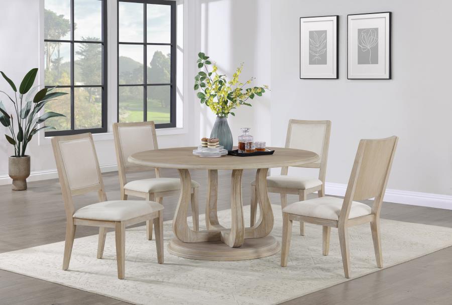 Trofeo 5 Piece Round Dining Set White Washed