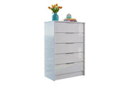 FLORENCE 5-DRAWER BEDROOM CHEST WHITE HIGH GLOSS