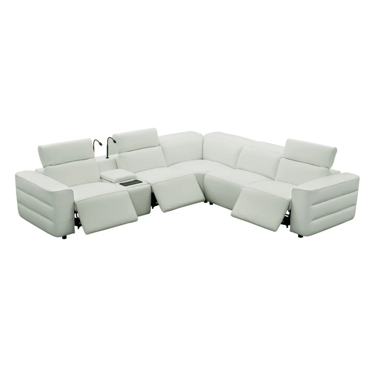 Holly Italian Leather/Match Power Reclining Sectional  White