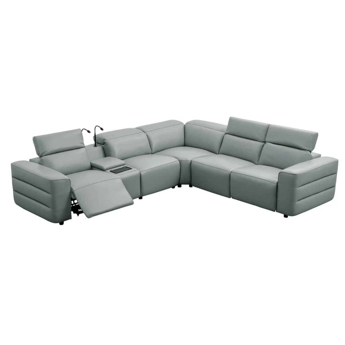 Holly Italian Leather/Match Power Reclining Sectional  Grey