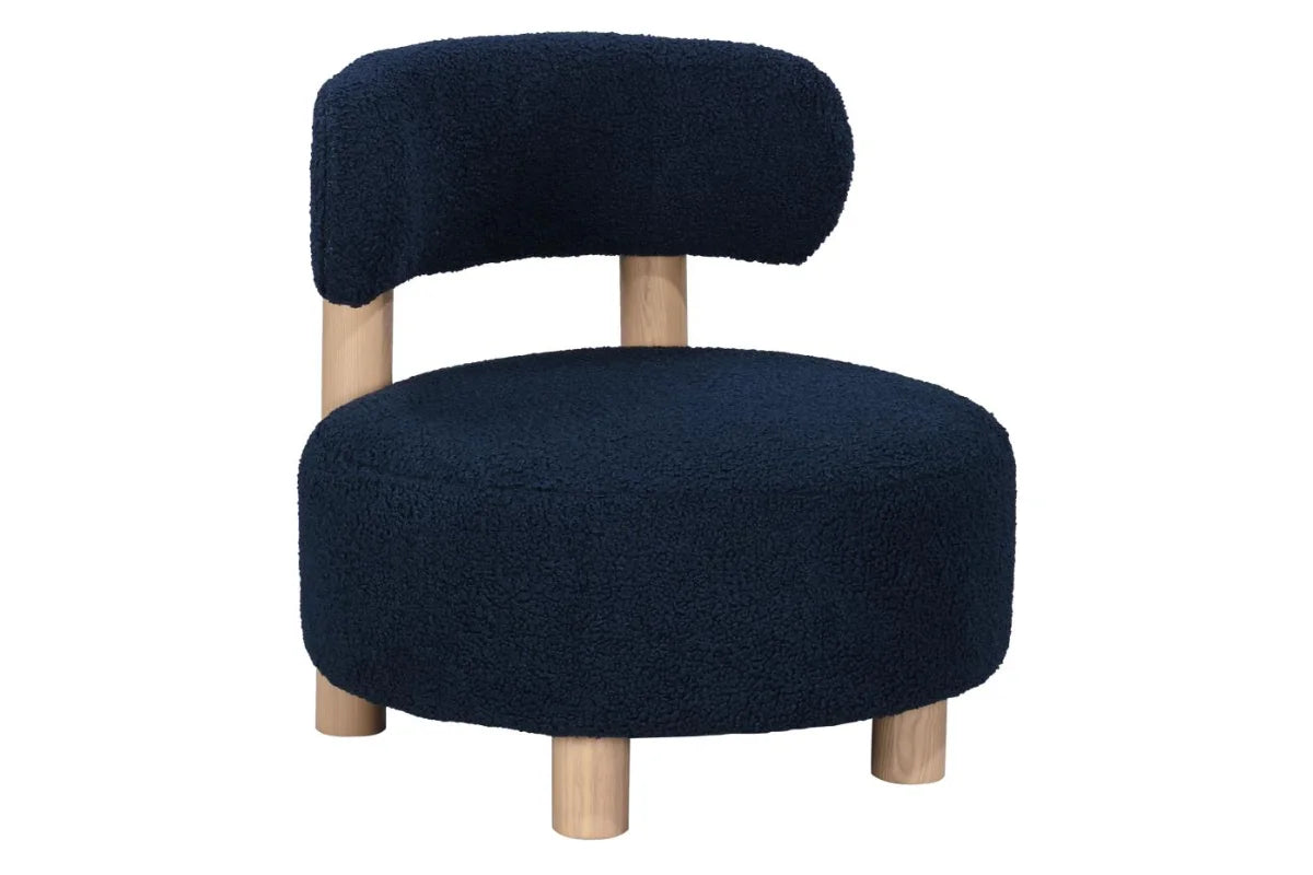 ZONIE BOUCLE UPHOLSTERED BARREL BACK ACCENT CHAIR BLUE