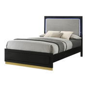CARAWAY WOOD LED PANEL BED BLACK