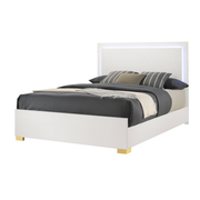 Marceline Wood Queen LED Panel Bed White