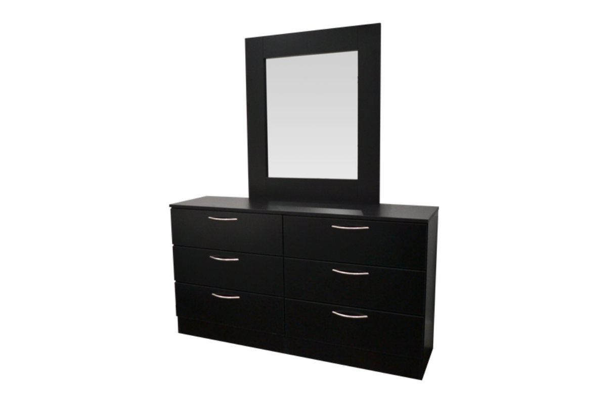 ALLEGRO 6-DRAWER DRESSER WITH MIRROR BLACK MATTE