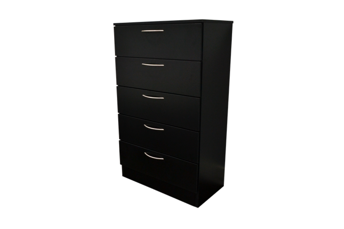 ALLEGRO 5-DRAWER BEDROOM CHEST BLACK MATTE