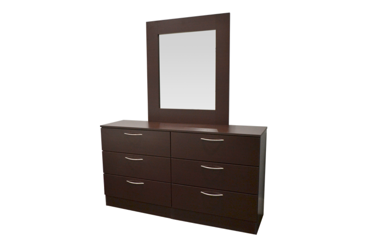 ALLEGRO 6-DRAWER DRESSER WITH MIRROR CAPPUCCINO MATTE