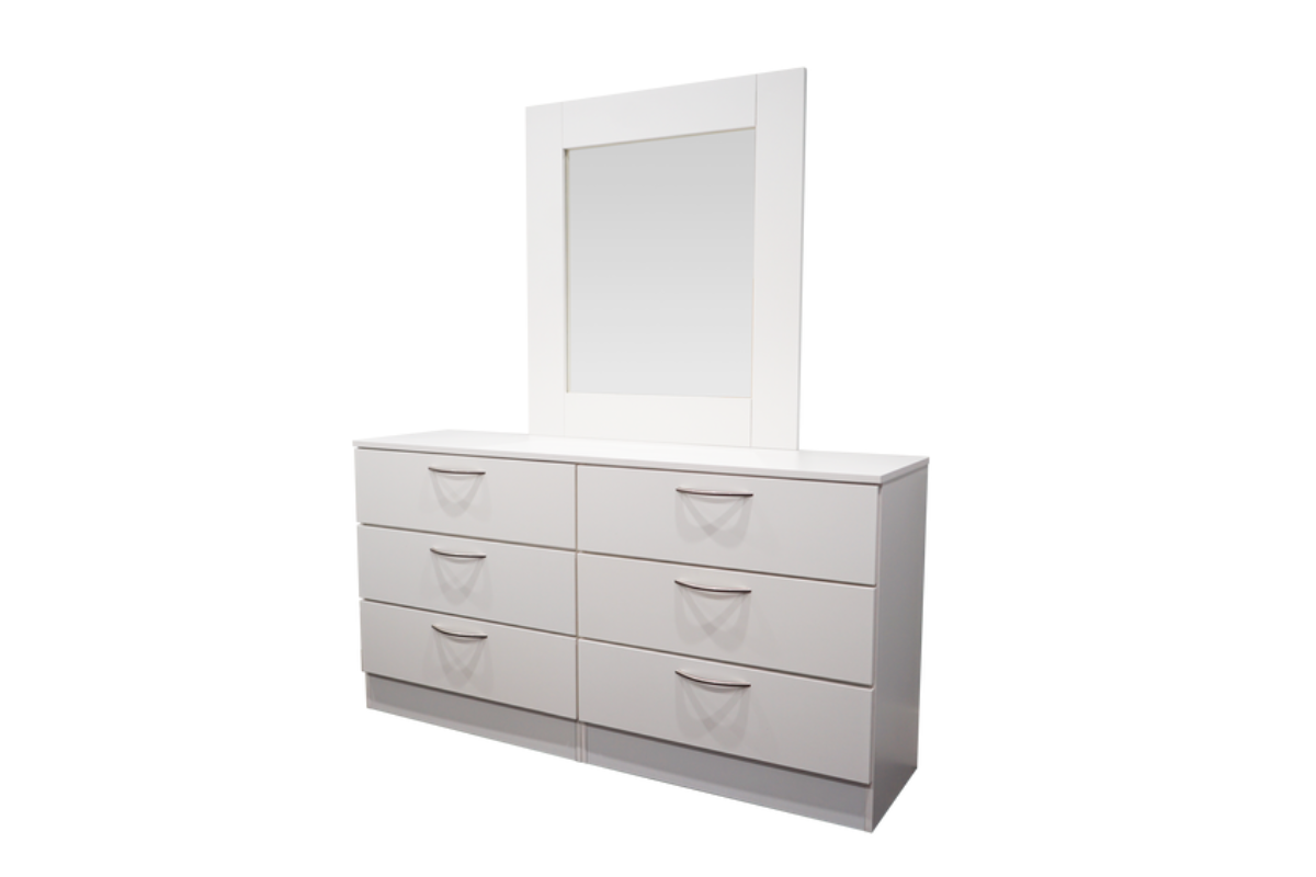 ALLEGRO 6-DRAWER DRESSER WITH MIRROR WHITE MATTE
