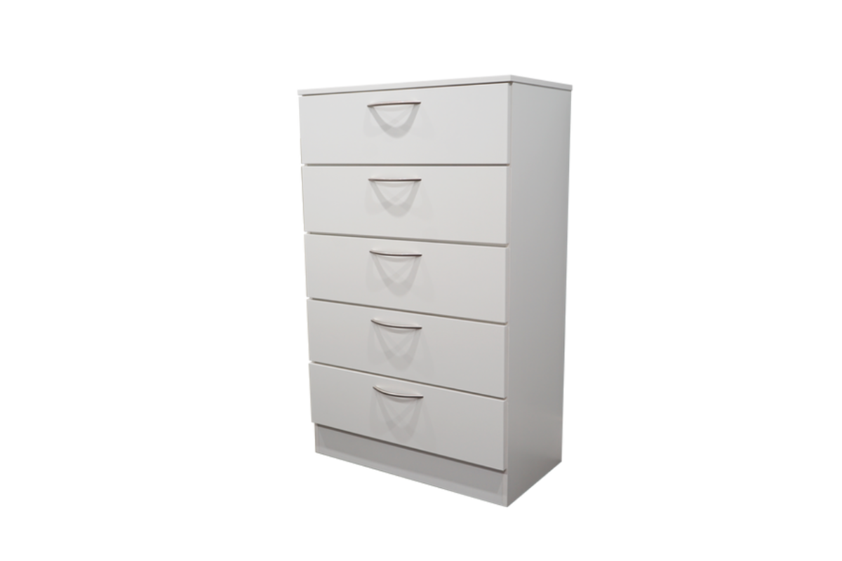 ALLEGRO 5-DRAWER BEDROOM CHEST WHITE MATTE