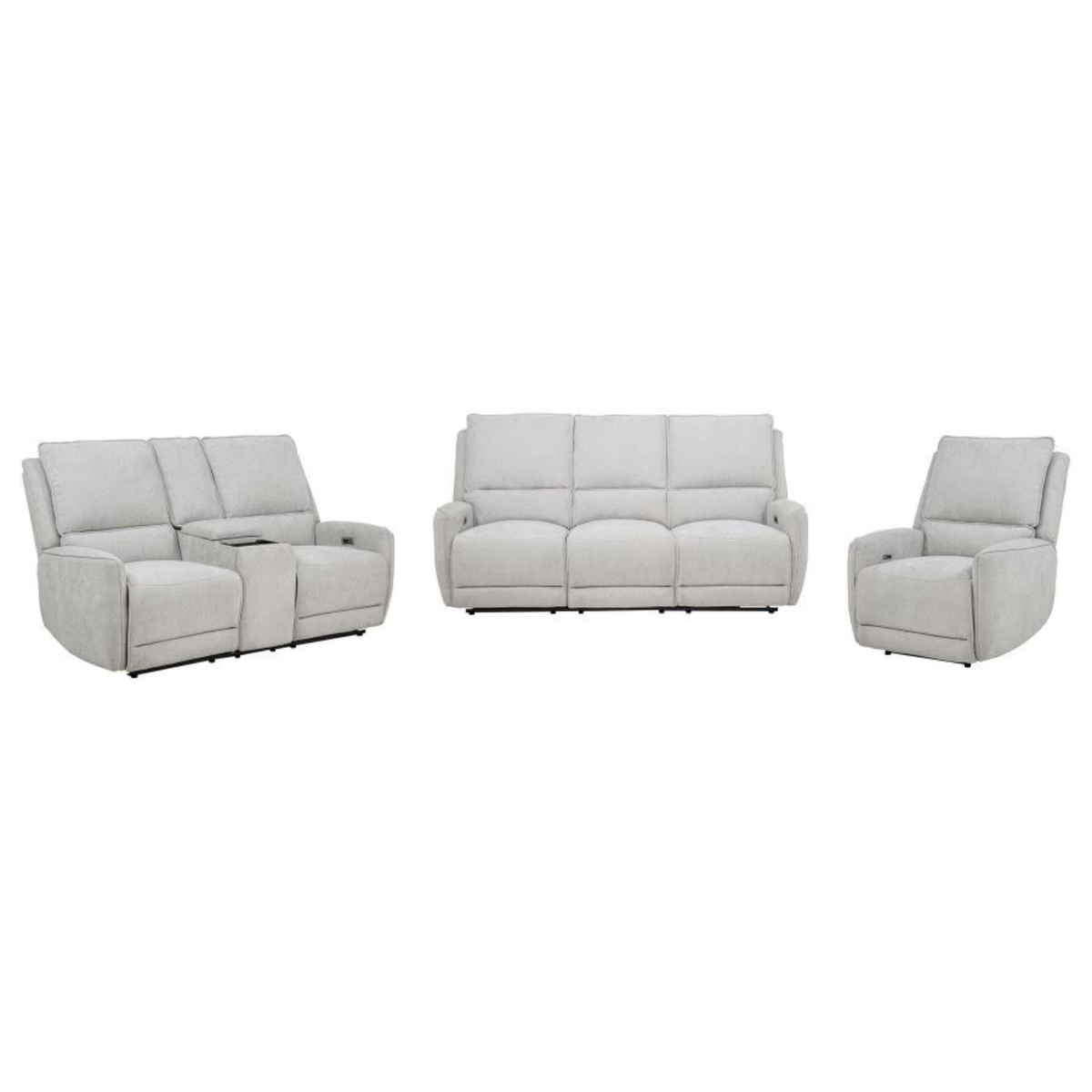SYLMAR 3-PIECE CHENILLE POWER RECLINING SOFA SET DOVE GREY