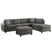 STONENESSE UPHOLSTERED SECTIONAL CHAISE SOFA & OTTOMAN GREY