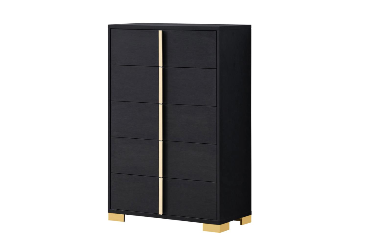 MARCELINE 5-DRAWER BEDROOM CHEST BLACK