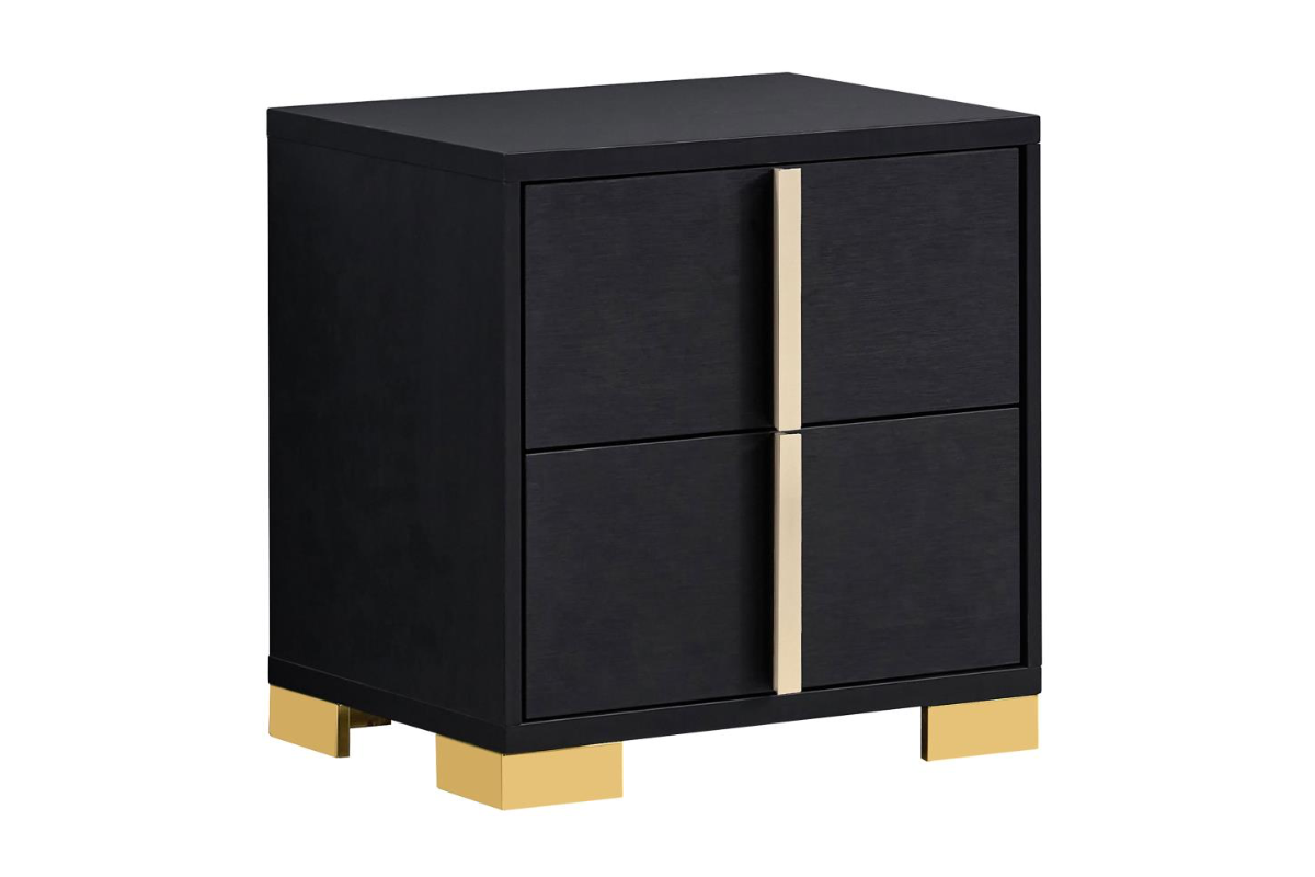 MARCELINE 2-DRAWER NIGHTSTAND BLACK