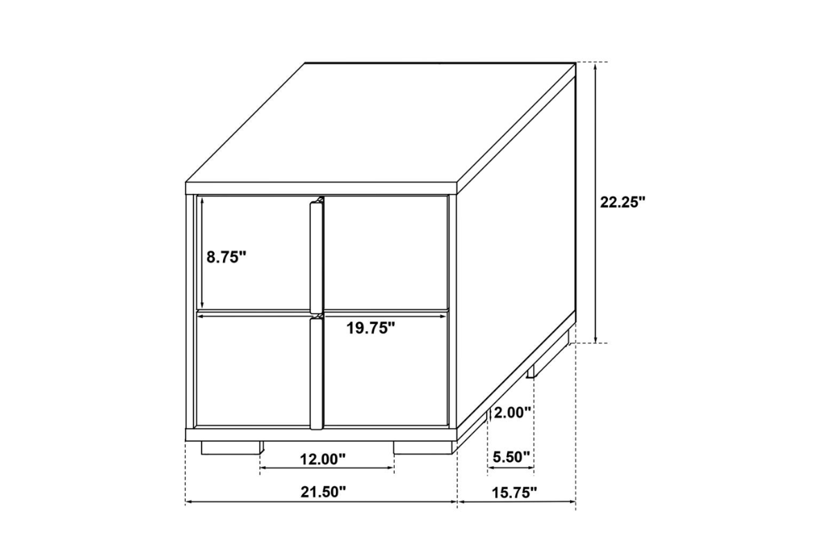 MARCELINE 2-DRAWER NIGHTSTAND BLACK