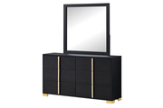 MARCELINE 6-DRAWER DRESSER WITH MIRROR BLACK