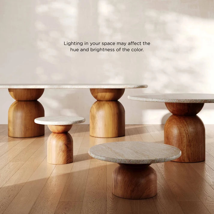 Cynthia 87" Faux Travertine Indoor/Outdoor Concrete Oval Dining Table