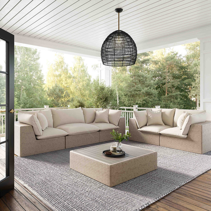 Cali 120" Performance Fabric & Wicker Outdoor Sofa