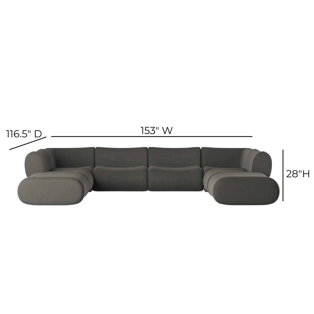 Zenith 8-Piece Contract-Grade Upcycled Fabric Modular U-Sectional