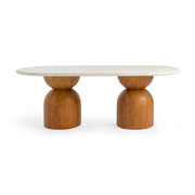Cynthia 87" Faux Travertine Indoor/Outdoor Concrete Oval Dining Table