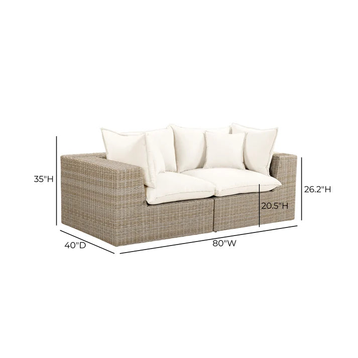 Cali 80" Performance Fabric & Wicker Outdoor Loveseat