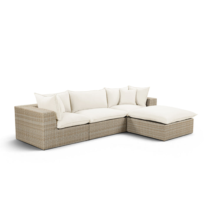 Cali 4-Piece Performance Fabric & Wicker Outdoor Sectional