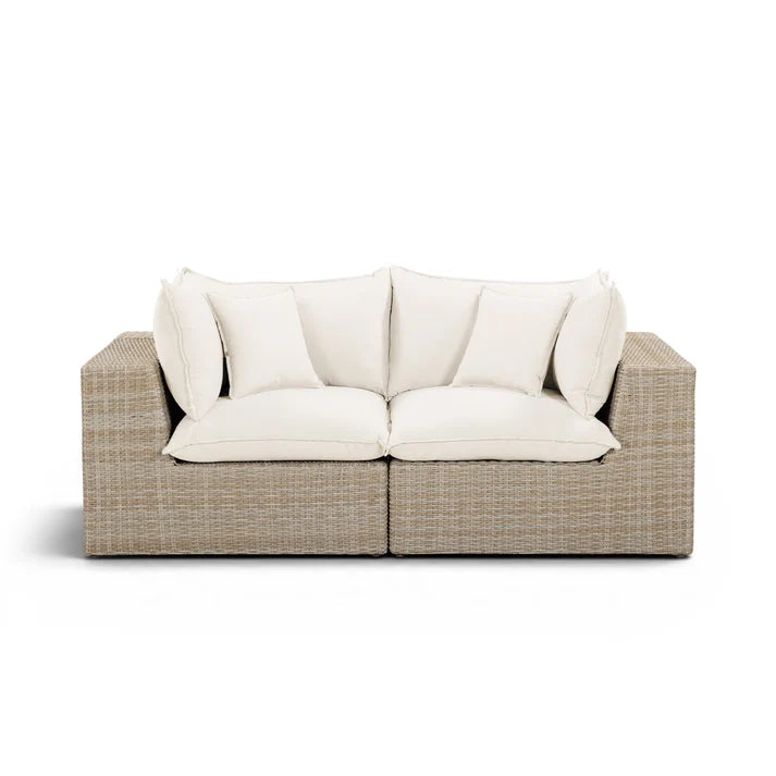 Cali 80" Performance Fabric & Wicker Outdoor Loveseat