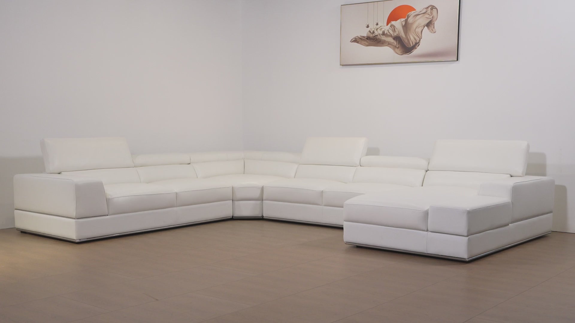 Load video: Nella Sectional Sofa | Italian Leather Match