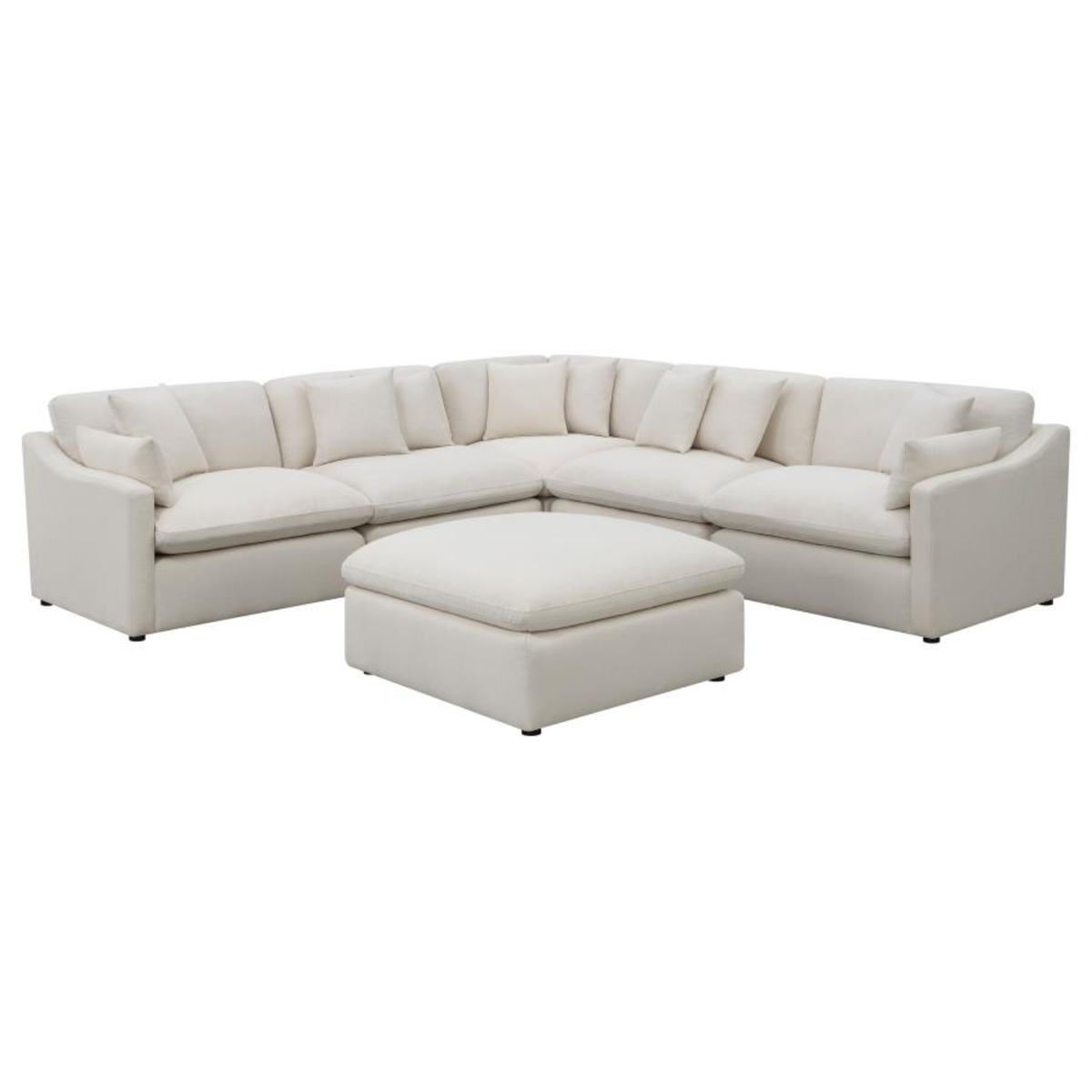 HOBSON 5-PIECE UPHOLSTERED MODULAR SECTIONAL SOFA IVORY