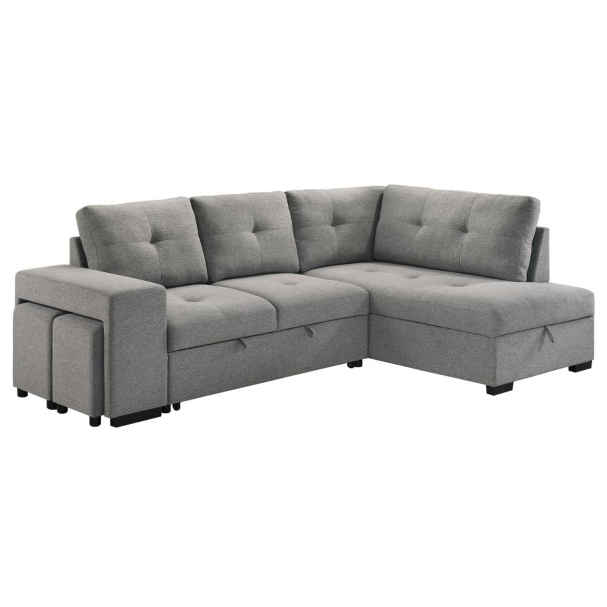 Roanne Fabric Upholstered Sleeper Sectional Sofa Grey