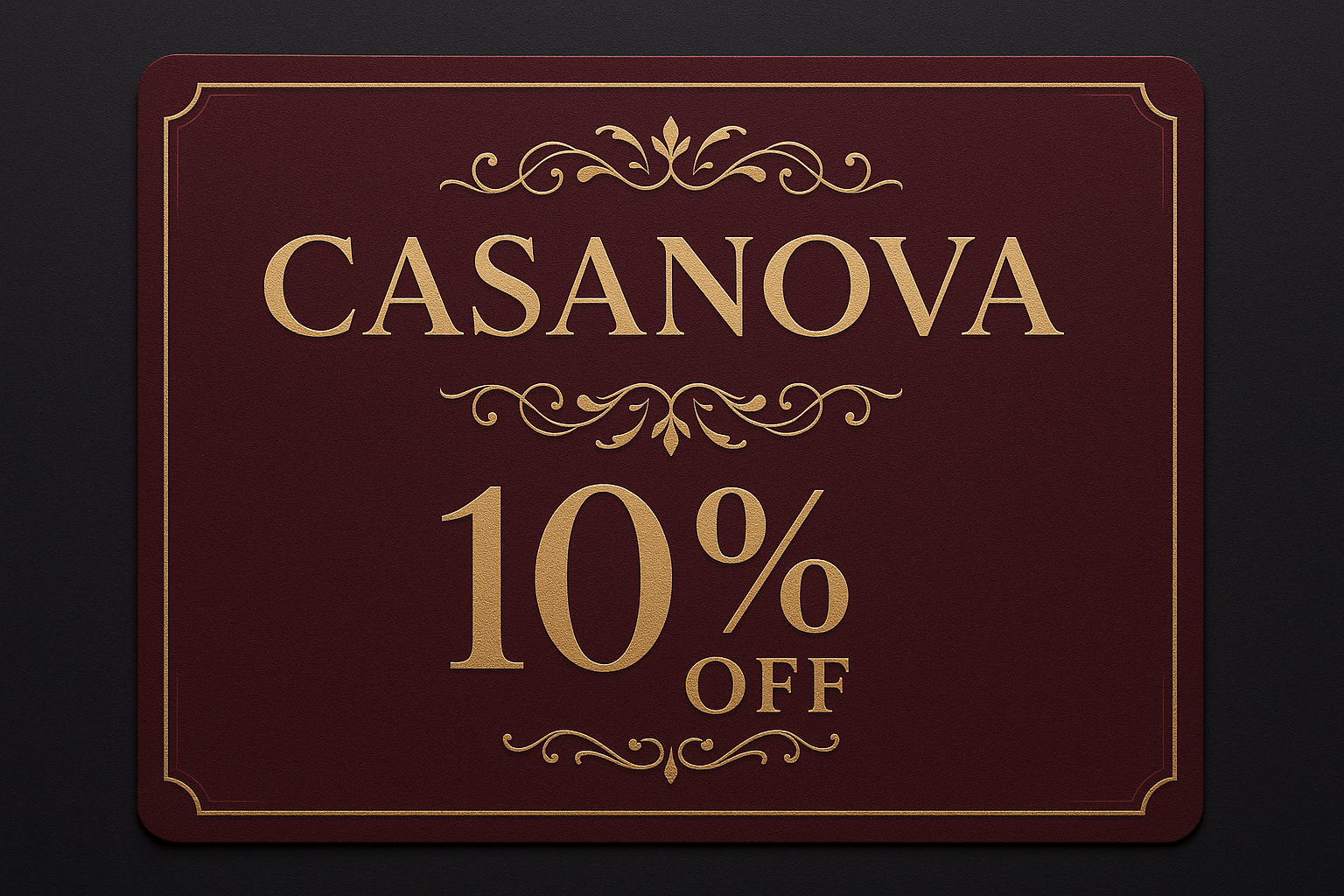 tarjeta que diga Casanova 10% OFF