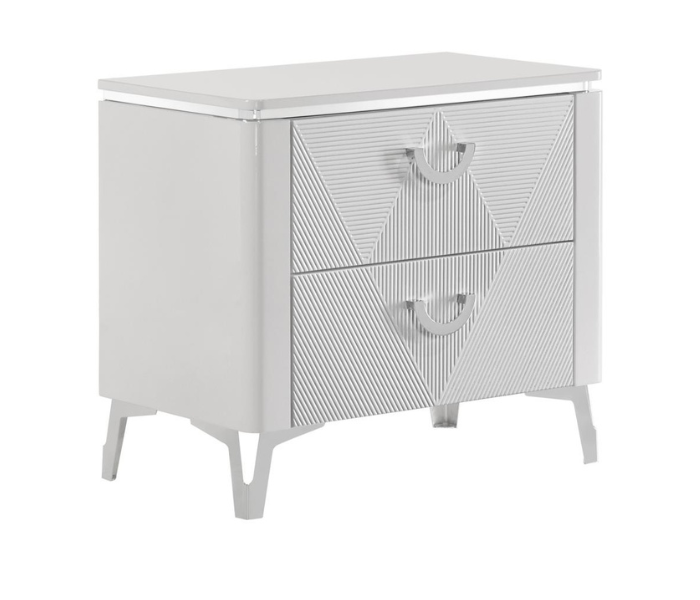 Cassia 2-drawer Nightstand Bedside Table White High Gloss